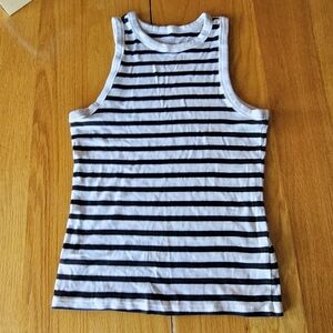 a new day Black and White Striped Tank Top
